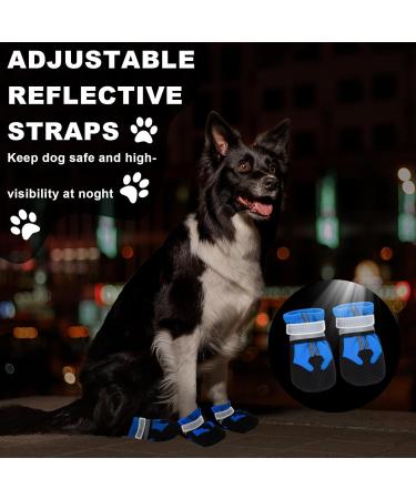 4 Pieces Dog Boots Paw Protector Waterproof Dog Shoes with Reflective Straps Adjustable Washable Non-Slip Dog Shoes Dog Boots for Injured Paws Blue Outdoor Paw Protectors Dog Shoes for Large Dogs(L) L Blue - Buy Online on GoSupps.com