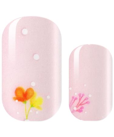 Avoa Beauty nail film - "Flower of the Flock" pink red yellow pink flowers flowered semi -transparent nail art design 16 thin self -adhesive long -lasting nail wraps