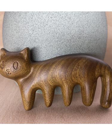 Didiseaon Cat-Shaped Wooden Massage Comb | Sandalwood Wide Tooth Scalp Comb for Men Women & Maternity - Buy Online on GoSupps.com
