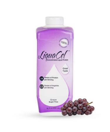 LiquaCel Concentrated Liquid Protein Grape Flavor Ready-to-Drink 16g Hydrolyzed Collagen Protein and 2.5g Arginine Per 1oz Serving Sugar & Gluten Free 32 fl oz Bottle