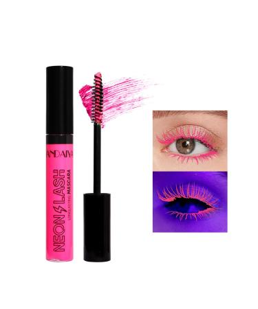 Beliky Girl UV Glow Color Mascara 6 colors 4D Mascara Long-lasting smudge-proof volumizing and attractive mascara ideal for stage or costume makeup day or night (Red)