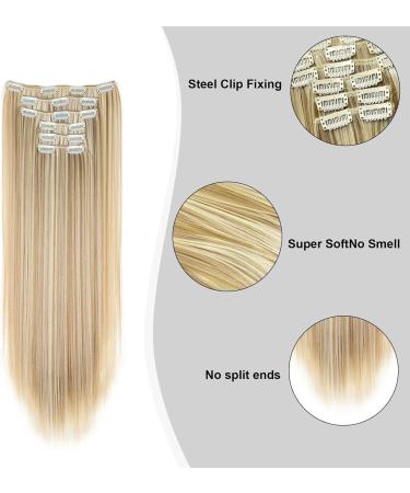 EUPSIIU 23 Inch Long Straight Clip in Hair Extensions Synthetic Hair Extensions Hair Pieces for Women Blonde Hair Extensions Long Straight Blonde Hair Piece Seamless Hair Extensions (gold) - Buy Online on GoSupps.com