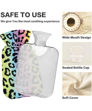 Hot Water Bottle 2L with Leopard Cover - Rainbow Colors for Pain Relief & Warmth - Buy Online on GoSupps.com