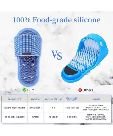 Buy Petalum Silicone Shower Sandals - Non-Slip Massage Foot Brush with Suction Cups | Deep Cleaning & Cornea Peeling | One Size - Blue - Buy Online on GoSupps.com