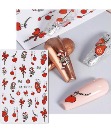 JMEOWIO 9 Sheets Christmas Nail Art Stickers Decals Self-Adhesive Red Snowflake Xmas Winter Holiday Nail Supplies Nail Art Design Decoration Accessories - Buy Online on GoSupps.com