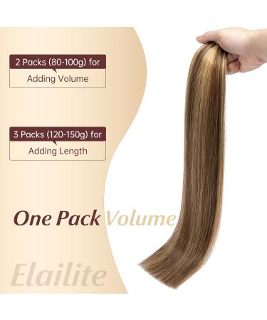 Buy Elailite 20PCs Tape Extensions - Invisible Real Hair Remy Quality 40cm 50g #4/27 Mittelbraun & Dark Blonde | International Shipping Available - Buy Online on GoSupps.com