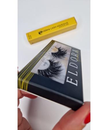 Eldora M118 Human Hair False Eyelashes Lashes + Adhesive Glue
