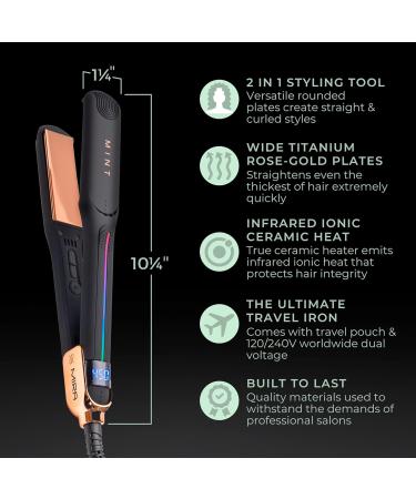Professional Series MIRA Titanium Flat Iron | Best Hair Straightener & Curling Iron for Thick & Fine Hair | Single-Pass 1 1/4 Inch by MINT - International Shipping Available - Buy Online on GoSupps.com
