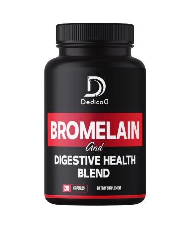 6in1 Bromelain 500mg Supplement - 1000mg per Serving - 210 Capsules with Digestive Health Blend as Quercetin, Ginger, Turmeric, Papaya - Support Overall Health, Digestion & Immune System 210 Count (Pack of 1)