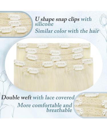 Runature Clip In Extensions - 45cm 120g Real Remy Hair Platinum Blonde #60 7pcs Human Hair Extensions - Buy Online on GoSupps.com