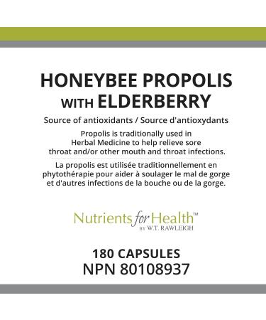 Rawleigh Honeybee Propolis with Elderberry: 180 Capsules - Vegetarian Dietary Supplement for Immune Health - Buy Online on GoSupps.com