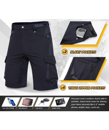 Hiauspor Men's Lightweight Quick Dry Stretch Cargo Shorts - Pure Black, X-Large - Buy Online on GoSupps.com