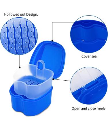 Buy 2 Dental Prosthesis Cases with Cleaning Brushes | Storage & Bathing Container Set (Blue & White) - International Shipping Available - Buy Online on GoSupps.com