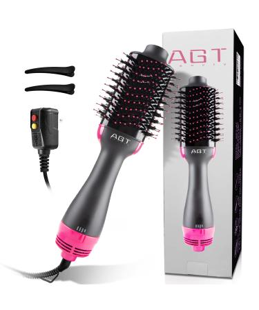 Hot Air Brush, 4 in 1 Hair Dryer Brush & Volumizer, One Step Blow Dryer Suitable for Straight and Curly Hair, Ceramic Coating Achieve Salon Styling at Home 1200W C-black