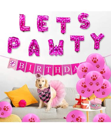 Dog Birthday Party Supplies LMSHOWOWO Dog Birthday Bandana Girl with Dog Birthday Hat Bow Tie Sticky Number Tutu Skirt Outfit LETS PAWTY Balloon Dog Birthday Banner Cake Toy for Dogs Pet (Pink) - Buy Online on GoSupps.com