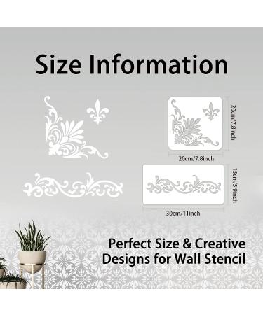Infunly 4PCS Corner Stencils for Painting - Large Flower Square Border Wall Stencil for DIY Art & Craft on Wood, Canvas, Fabric & Floor - Buy Online on GoSupps.com