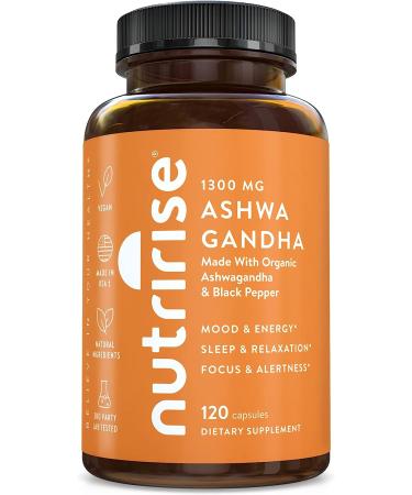 NutriRise Ashwagandha - Black Pepper - 1300 mg - 120 Capsules