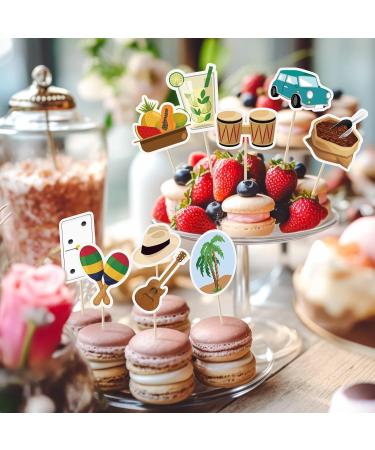 Affrolling 24 Pcs Havana Nights Party Cupcake Toppers Picks Summer Cocktail Cupcake Toppers Stick Havana Nights Party Decorations for Food Fruit Cake Toothpick Decor 12 Style - Buy Online on GoSupps.com