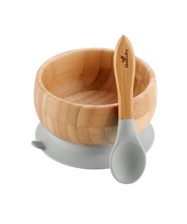Avanchy Mini Silicone Cup Bamboo Baby Plate & Spoon Set - Gray - Buy Online on GoSupps.com