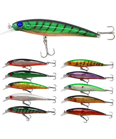 Salwater Fishing Lures Hard Baits Set, 3D Eyes Minnow Crankbaits Swimbaits Topwater Fishing Lures Kit for Bass Trout Walleye