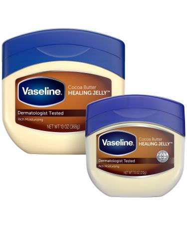 Vaseline Rich Moisturizing Cocoa Butter Healing Jelly, Dermatologist Tested, Nourishing Cocoa Butter, Moisturizes and Relieves Dull, Dry Skin, Soothing & Gentle, 13 oz and 7.5 oz, Pack of 2 - Buy Online on GoSupps.com