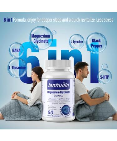 6-in-1 Magnesium Complex 420mg Pure Magnesium Glycinate Magnesium Supplement with GABA 5-HTP L-Theanine L-Tyrosine Vegetarian & High Absorption 60 Capsules 60 Count (Pack of 1) White - Buy Online on GoSupps.com