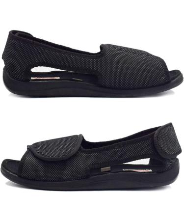 ZXAY Men's Extra Wide Open Toe Diabetic Recovery Slippers in Black - Size 45 (Men 9.5/Women 10.5) - Buy Online on GoSupps.com