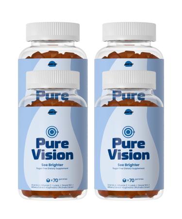 Pure Vision Sugar Free Eye Health Gummies Lutein Zeaxanthin Bilberry & Vitamin A + E Allulose Sweetened Blueberry Flavor 70 Gummies (4)