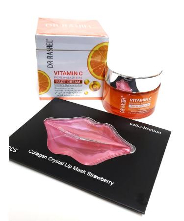 Vitamin C Face Cream with Hyaluronic Acid & Collagen - Anti-Aging Moisturizer 1.76 oz + Strawberry Lip Mask - Buy Online on GoSupps.com