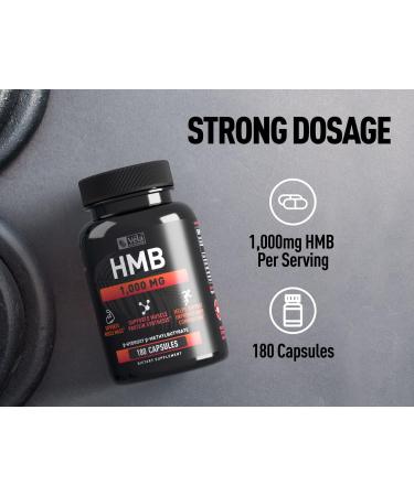 HMB Capsules 1000 mg | Supports Muscle Mass & Protein Synthesis | 180 Count for Improved Body Composition | Buy Internationally - Buy Online on GoSupps.com