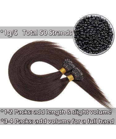 Nano Ring Hair Extensions 24inch 1g/s Pre Bonded 50g Nano Tip Bondings 100% Real Remy Human Hair #02 Dark Brown - Buy Online on GoSupps.com