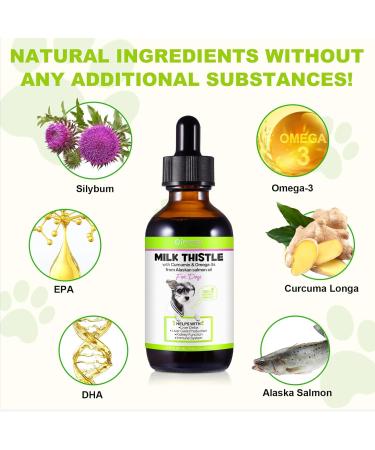 Milk Thistle for Dogs 60ml Liver Support for Dogs Supports Kidney Function for Pets Detox Hepatic Support Health Supplement with Wild Alaskan Salmon Oil & Curcumin Omega 3 EPA & DHA Bacon Flavor - Buy Online on GoSupps.com