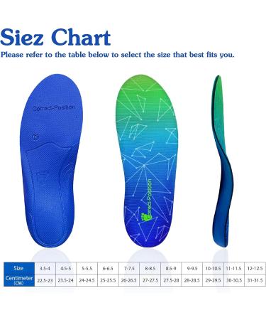 Orthotic Arch Support Insole for Plantar Fasciitis, Overpronation, Flat Feet, Metatarsalgia, Heel Pain - Blue (8.5-9, 27.5-28CM) - Buy Online on GoSupps.com