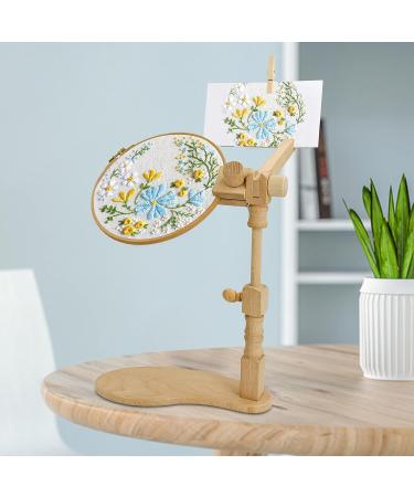 360 Adjustable Embroidery Hoop Stand | Hands-Free Cross Stitch Holder for Sewing Projects | Wooden Lap Embroidery Stand | 13.36-16.73 inch Height - Buy Online on GoSupps.com