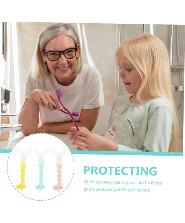 Foytoki 3-Pack Children's Silicone Toothbrushes U-Shaped Design for Easy Mouth Cleaning in Assorted Colors - Buy Online on GoSupps.com