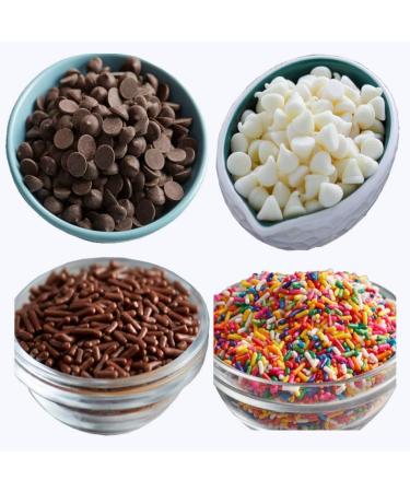 HK Cake Decorative Sprinkles Set (Rainbow Brown) Dark Chocolate Chips and Milk Chocolate Chips 200g (50g each) - Buy Online on GoSupps.com