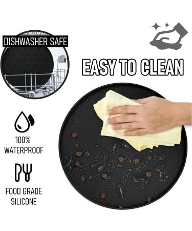 Avydiif Silicone Dog Cat Bowl Pads - Waterproof Slipproof 28cm x 28cm Dishwasher Safe - 2 Black Mats for Pets - Buy Online on GoSupps.com