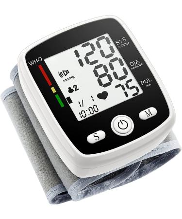 Blood Pressure Monitor Wrist Automatic Blood Pressure Cuff with Voice 2x90 Memory Rechargeable BP Machine Large LCD Display(5.3"-7.7"Cuff) Carrying Case