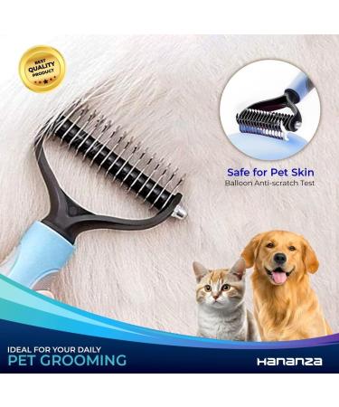 HANANZA Pet Grooming Brush Double Sided Dematting and Shedding Comb Undercoat Rack Pet Deshedding Tool for Removing Knots Mats & Tangles for Dogs and Cats with Short Medium and Long Hair - Buy Online on GoSupps.com
