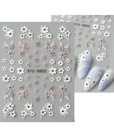 JMEOWIO 3D Embossed Flower Nail Art Stickers Decals Self-Adhesive 5D Spring Summer Colorful Floral Dandelions Nail Supplies Nail Art Design Decoration Accessories 4 Sheets - Buy Online on GoSupps.com