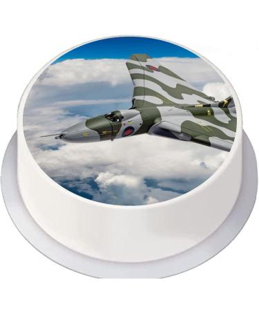 cakes edible RAF Vulcan Bomber Round 7.5 inch party decoration Topper on Icing/Fondant/Frosting Sheet