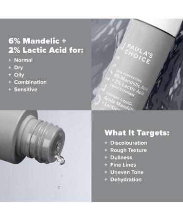 Paula s Choice 6% Mandelic Acid + 2% Lactic Acid Exfoliant Gentle Daily AHA Exfoliation for Discolouration Bumpy Texture & Radiance for Sensitive Skin Fragrance-Free & Paraben-Free 30mL 30 ml (Pack of 1) - Buy Online on GoSupps.com