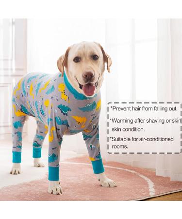 YeaPeeto One-Divider Pajamas for Dogs | Relaxation Allergy & Wound Protection | Cone Alternative for Large & Medium Dog Breeds (4XL Dinosaurs) - Buy Online on GoSupps.com