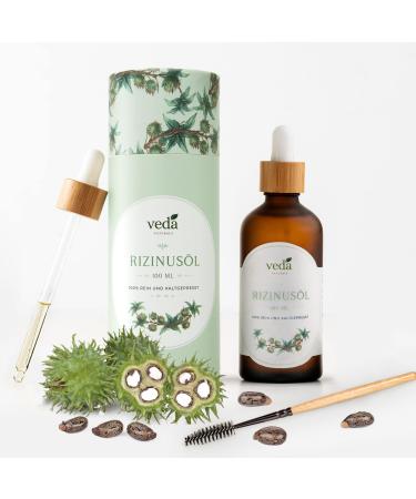 VEDA NATURAL Casting oil (100ml) Cold-pressed-sustainable packaging-100% pure Ricinus Communis-Castor Oil-Gut for eyebrows hair beard eyelash and nail Laboratory cosmos Natural Certified 100 ml (1 Pack)