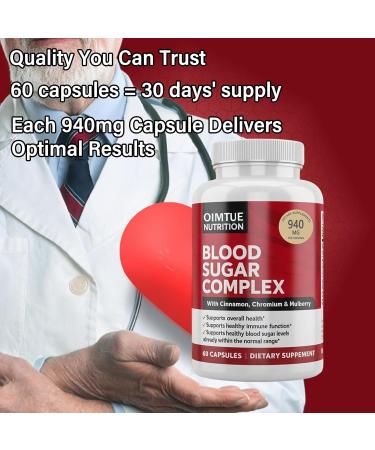 OIMTUE Blood Sugar Complex Supplement Levels with Cinnamon Chromium & Bitter Melon 20 Active Ingredients Non-GMO 60 Capsules (1pcs) - Buy Online on GoSupps.com