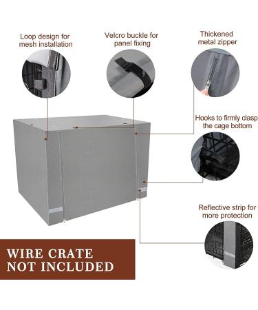 Yotache 36 Inch Dog Crate Cover - Waterproof 600D Polyester Indoor/Outdoor Pet Kennel Cover - Gray, Lightweight & Durable - Fits 36 Double Door Wire Cage with Reflective Strip - Buy Online on GoSupps.com