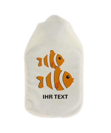 Stamp factory-hot water bottle with a personalized cover-cozy hot water bottle cover with desired text such as names design-gift idea for children & adults (800 ml | fish)