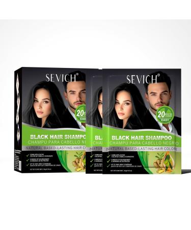 SEVICH Black Hair Shampoo Instant Black Hair Dye Natural Ingredients Hair Shampoo Hair Strength Restoring Conditioner 5 Minutes Gray Cover 250 ml
