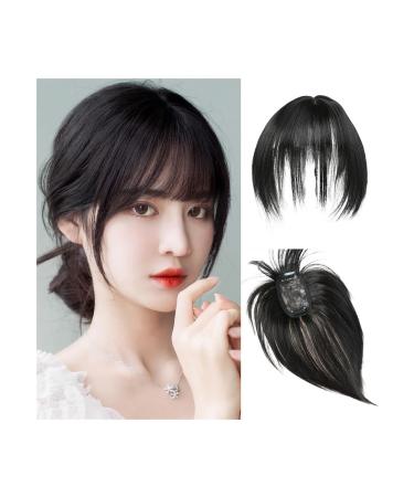 Bangs Hair Clip Natural-Looking Synthetic 3D Air Bangs Hair Clip-In Extension - Invisible Hairpiece for Effortless Style and Volume Bangs Clip in Hair(Color:Natural Black) 8inches Natural Black