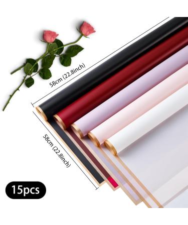 Pink Flower Wrapping Paper Bouquet with Gold Border Design Korean Paper Style Bouquet Wrapping Paper Waterproof Bouquet Paper Gift Wrap Floral Wrapping Paper Papel Para Flores Flower Bouquet Wrap Flower Wrap Paper for Diy Making Gift Packages for Mother's - Buy Online on GoSupps.com